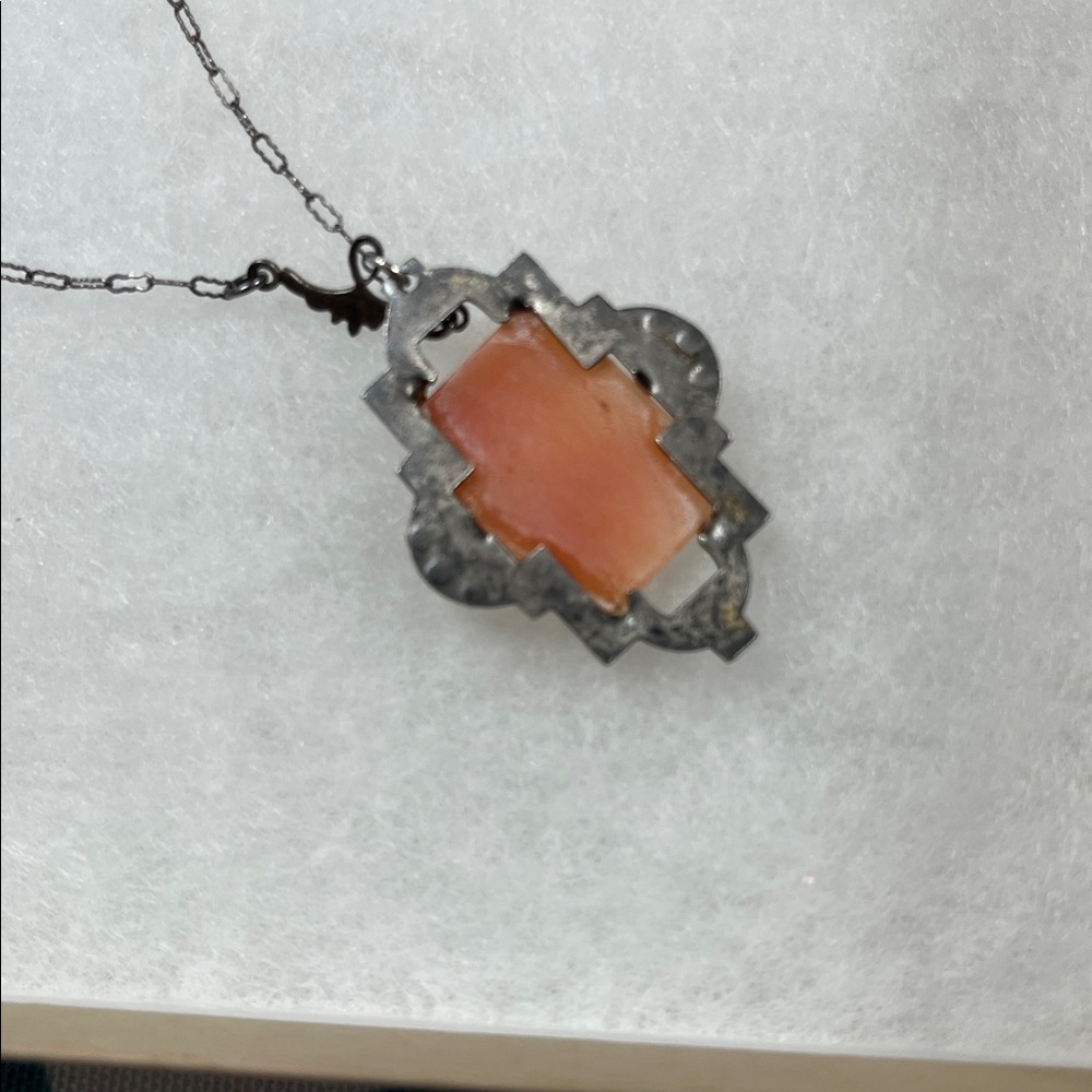 1920’s Silver and Marcasite Cameo Necklace - Picture 3 of 7